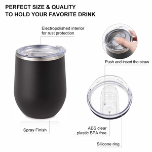 Taza de Café Personalizada de 12 oz, Tazas Térmicas de Acero Inoxidable, Vaso para Vino con Recubrimiento en Polvo de 12 oz, con Tapa Deslizante y Pajita - Product Image 4