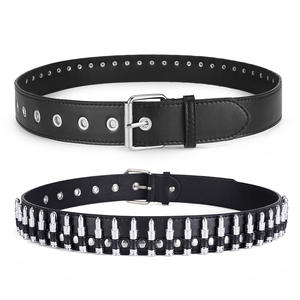 Cinturón con Hebilla de Aleación en Forma de Bala Estilo Hip Hop de 3.8 cm de Ancho para Hombre y Mujer, Accesorio de Moda Duradero Tiyo - Product Image 4