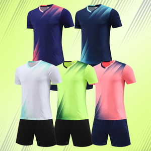Ensemble de tenue de football à haute élasticité et respirant pour adultes, tissu élastique à manches courtes, kit d'équipe personnalisable - Product Image 1