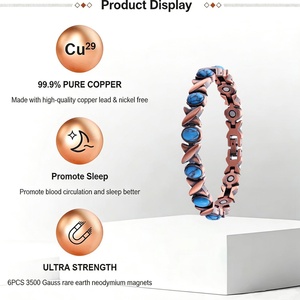 Pulsera Magnética de Cobre con Bioenergía Geométrica Personalizada, Cuentas de Piedra Natural, Ajustable, Unisex, Joyería para el Equilibrio de la Salud - Product Image 3