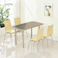 Ensemble table et chaises de restaurant de restauration rapide moderne, table rectangulaire en bois avec pieds en métal pour salle à manger, cafétéria, café, usage commercial