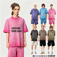T-shirt en coton lourd 280 g/m², lavé, impression DTG personnalisée, streetwear, mode vintage, lavage à l'acide, t-shirt d'été unisexe