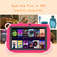 Tablet Anak New C Idea 7 Inci Android 16 RAM 8GB Penyimpanan 256GB Wi-Fi Tahan Banting Layar Kapasitif Desain Hewan Pink