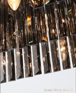 D23.6in thép không gỉ khói xám pha lê ánh sáng Trần biệt thự sang trọng thông tư thấp Trần đèn phòng ngủ khách hiện đại dẫn ánh sáng - Product Image 2