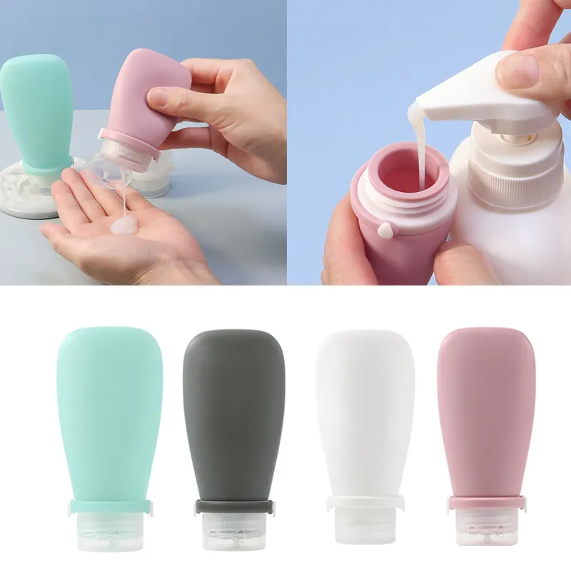 Portable silicone travel bottle set for toiletries cosmetic Storage Refillable Lotion Bottle Leakproof Shampoo Container