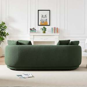 Modern Ylan Modern French Boucle <b>Sofa</b> Comfortable Couch <b>Brown</b> Dark Green Solid Wood for Living Room & Bedroom - Product Image 2
