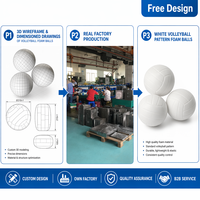 Lot de 3 balles de volley-ball en mousse blanches à motifs, avec coutures en relief, empilables en forme de triangle, pour l'entraînement sportif, moulées par injection, fabrication OEM