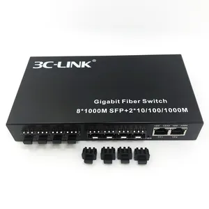 8 SFP cổng mạng Ethernet Switch + 2 cổng RJ45 Mạng phương tiện truyền thông chuyển đổi Gigabit Thiết bị chuyển mạch mạng