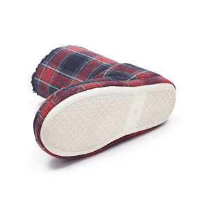<span class=keywords><strong>Chaussons</strong></span> d'intérieur en coton pour femmes à carreaux ; pantoufles courtes en coton doublées de polaire, chaudes, pour usage intérieur - Product Image 5