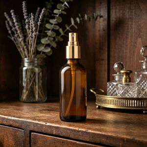 Flacons de parfum en verre ambré mat givré 50-120 ml, vente en gros, flacons vaporisateurs ronds vintage pour huiles essentielles et parfums - Product Image 1