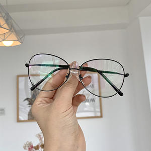 Montures de lunettes irrégulières W4-1945 unisexes, monture complète, verres PC, anti-UV, anti-lumière bleue, forme ovale, style rétro - Product Image 4