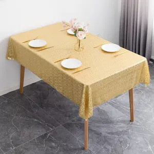 Gold Embroidered Sequin Shiny Table Cover, Sequin Mesh Tablecloth For Party Wedding Celebration Banquet Event