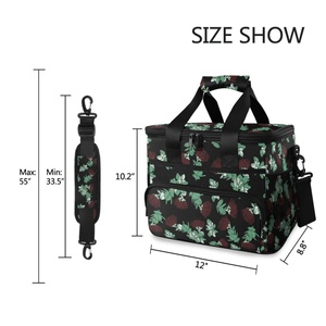 Portable Foldable Ohia Lehua Flower Waterproof Picnic Tote Cooler Bag Hawaiian Insulated Zipper Lunch Bag with Mesh Pockets - Product Image 5
