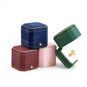 Custom European Octagonal Gold Border Buckle Jewelry Packaging Edge Ring Box <b>Storage</b> Jewelry <b>Boxes</b> - Product Image 1