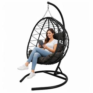 Silla Colgante de Mimbre Tipo <span class=keywords><strong>Huevo</strong></span> Individual en Oferta, Silla Colgante Moderna para Balcón, Patio <span class=keywords><strong>Exterior</strong></span>, Jardín, Dormitorio - Product Image 5