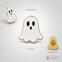 Broche fantôme blanche mignonne, épinglette simple, bijoux d'Halloween effrayants, vente en gros, badge métallique, épinglette en émail souple personnalisée, usine OEM