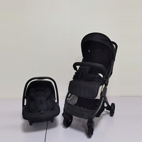 Poussette 3-en-1 pour bébé avec panier amovible, cadre en alliage d'aluminium, système de dossier inclinable multi-positions, pliage pratique pour