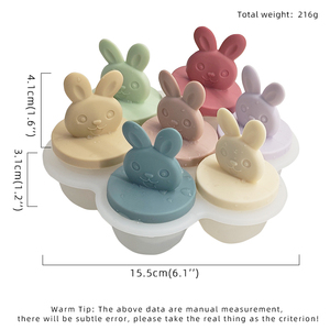 Molde de silicona con forma de conejo de 7 colores para cubitos de hielo, para comida de bebé, helado, caja de embalaje personalizable - Product Image 1