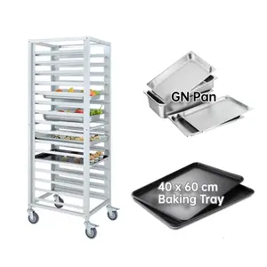 Multifungsi Aluminium Lembar Pan Gastronorm Roti Pendingin Kue Rak Troli untuk Nampan Roti
