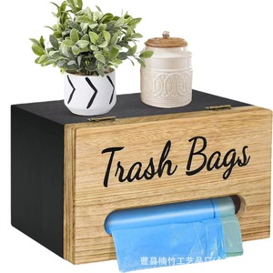 Boîte de rangement murale en bois pour sacs poubelles, organisateur de cuisine multifonction avec système coulissant - Product Image 2