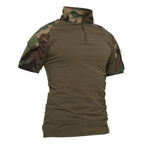 Mens Tactical Camouflage Short Sleeve <b>Shirts</b> with Zipper Breathable Knitted Fabric for Outdoor Use - Product Image 5