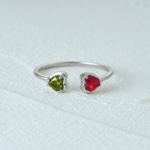 CANNER 925 <b>Silver</b> 5A Cubic Zirconia Double Heart <b>Ring</b> 18K Gold Plated <b>Adjustable</b> Heart <b>Ring</b> for Women Valentine's Day Wedding - Product Image 3
