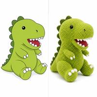 Nouvelle conception de peluche dinosaure verte tricotée, jouet en peluche dinosaure vert tricoté personnalisé, poupée animale dinosaure verte tricotée douce
