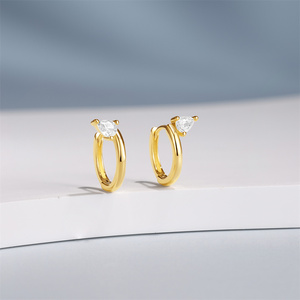 Hot-Sell Gold Water Drop <b>Earrings</b> Simple 925 <b>Silver</b> <b>Hoop</b> <b>Earring</b> for Women - Product Image 2