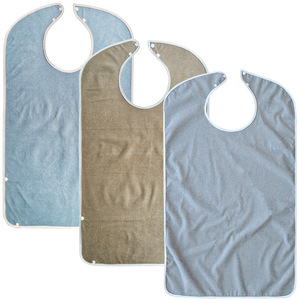 Bavoirs pour adultes enduits de TPU, réutilisables, imperméables, en tissu éponge, avec fermeture à boutons-pression, logo personnalisé pour femmes, hommes, personnes âgées, seniors, adultes handicapés - Product Image 1