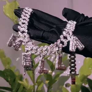 Украшения на заказ, украшение в стиле хип-хоп, ожерелье с именем «сделай сам», мужское ожерелье из кубинской цепи Майами с индивидуальными буквами
