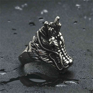 <b>Dragon</b> <b>Ring</b> Men's Stainless Steel Animal Design Retro Punk Style Silver Color Jewelry Gift 26057 - Product Image 5