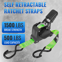 Grandlifting Model 2502 1 inç Polyester Geri Çekilebilir Cırcırlı Kayış Ağır Hizmet Tipi Kargo Bağlama Kayışı S-Kancalı GS Sertifikalı Kamyon Treyler Motosiklet