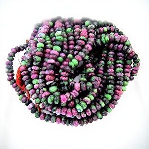 Perles facettées rondes en zoïsite rubis naturel authentique, taille 7-8 mm, couleur verte, brin de 8 pouces - Product Image 1