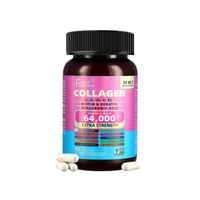 Collagène avec acide hyaluronique, vitamine C, biotine, soutient la peau, les cheveux et les ongles pour adultes, 90 capsules, capsules de collagène