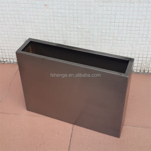 Vaso di fiori in metallo argento vaso di fiori da giardino in acciaio inossidabile grande rettangolo - Product Image 2