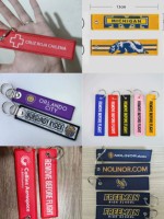 Porte-clés tissé en tissu personnalisé avec broderie, style Jet Tag, avec votre propre logo, porte-clés brodés tendance