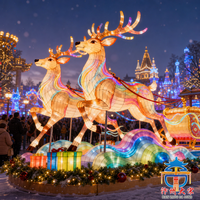 Farol Navideño de Reno de Seda Hecho a Mano con Luces LED para Decoración Festiva en Exteriores