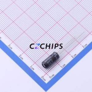 Condensateur électrolytique en aluminium à montage traversant 50YXJ10M5X11, composant à montage traversant (THT), D5xL11mm 10uF 20% 50V 2mm - Product Image 2