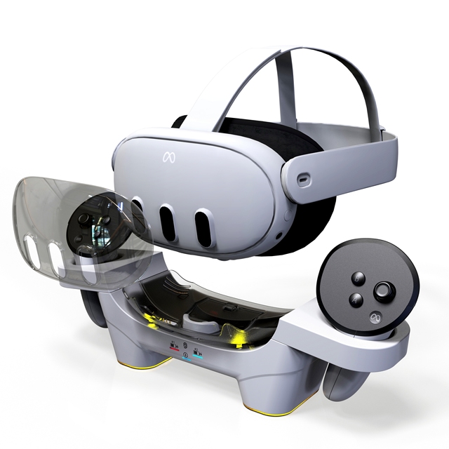Saitake Fast Charging Dock VR Headset Stand 4 Rechargeable Batteries Controller Holder Changeable RGB Light for for 2