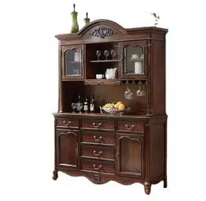 European Dining Cabinet Solid Wood 1 Piece Against The Wall Dishes High Wine Cooler American Light Luxury