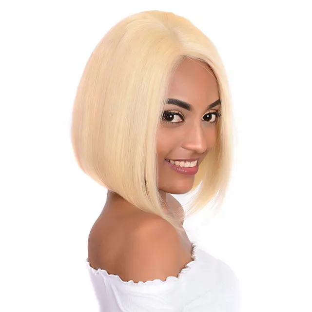 Colored Blonde 613 Straight 100% Virgin Brazilian Human Hair Wigs 12A HD Short Bob Style With Baby Hair Full Lace Wigs