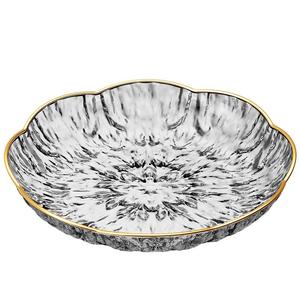 Irregular Fruit Plate Abstract Pattern Gold Rim Living Room Coffee <b>Table</b> Snack Tray Decorative Trays - Product Image 5