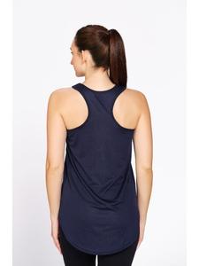 Navy Blue Women's Activewear Tank <b>Top</b> by Munns & Mars Solid Polyester Sleeveless <b>Racer</b> <b>Back</b> Sportswear Shirt Designed for Gym - Product Image 5