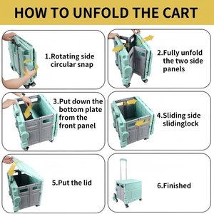 עגלת קמפינג מתקפלת ניידת, עגלת אחסון וקניות לטיפוס הרים עם ידית טלסקופית, עגלות שירות לפיקניק וקמפינג בחוץ - Product Image 6