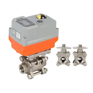 3 Piece Thread Connection Flow Control V Port Motorized Water Treatment Flow Wafer Electric Actuator Ball Valve Price