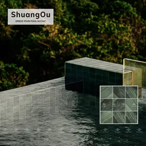 Mosaico verde oscuro para piscina, azulejo de mosaico de porcelana para baño, Color verde brillante, nuevo diseño