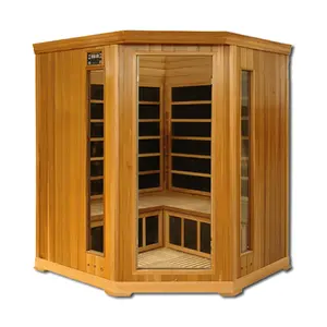 Solid Wooden Home 3~4 Person Corner Sauna Infrared Sauna Room For Sale