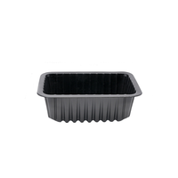 Barquette alimentaire noire en PP thermoscellable, empilable, étanche et jetable pour repas pré-cuits et ligne de scellage automatique