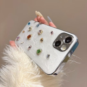 Custodia cuore diamante di lusso per <span class=keywords><strong>IPhone</strong></span> 16 15 14 <span class=keywords><strong>Pro</strong></span> <span class=keywords><strong>Max</strong></span> <span class=keywords><strong>13</strong></span> 12 11 placcatura goccia incollatura TPU Mobile Cover posteriore della <span class=keywords><strong>fotocamera</strong></span> - Product Image 2