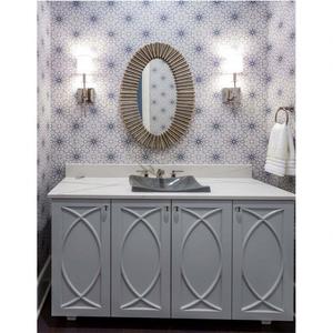 Traditional Customized Material Ceramic Basin <b>Bathroom</b> Vanity <b>Cabinet</b> <b>LED</b> <b>Mirror</b> Polished Finish Rustic Style 5-Year Warranty - Product Image 1